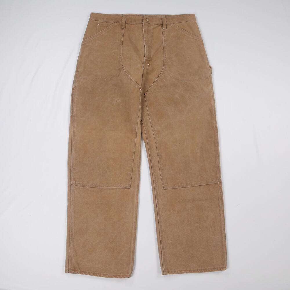 Vintage 1960s Carhartt 62W Faded Brown Double Knee Carpenter Pants 34x30